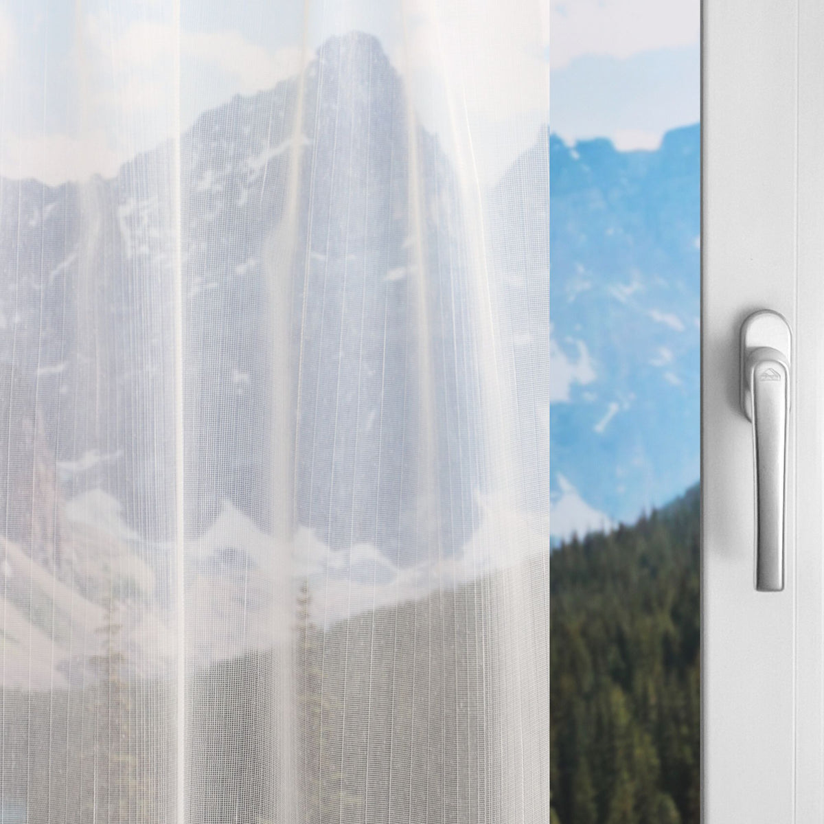 Rideau de jour FREDDIE sur mesure sur la fenêtre - rideau classique transparent avec fil à effet fin