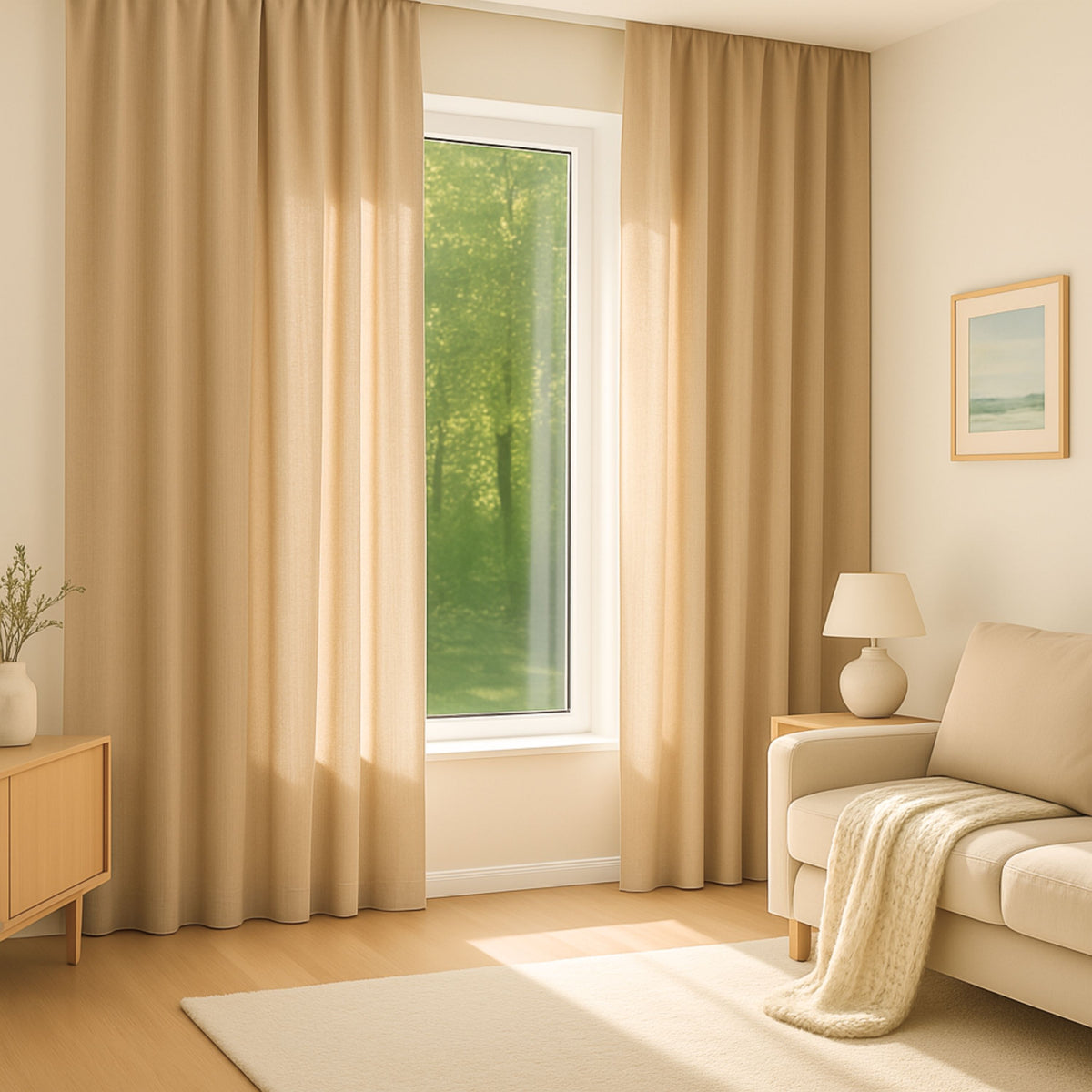 Cortina di cotone beige marrone dewi