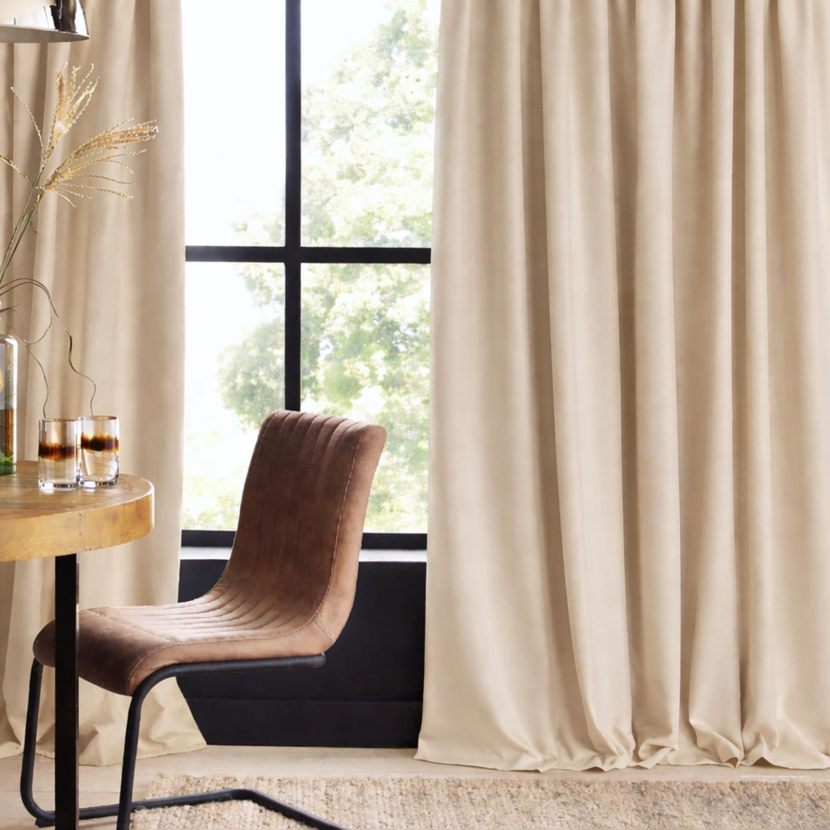 Rideau en lin EDDA - beige clair - Échantillon de tissu gratuit