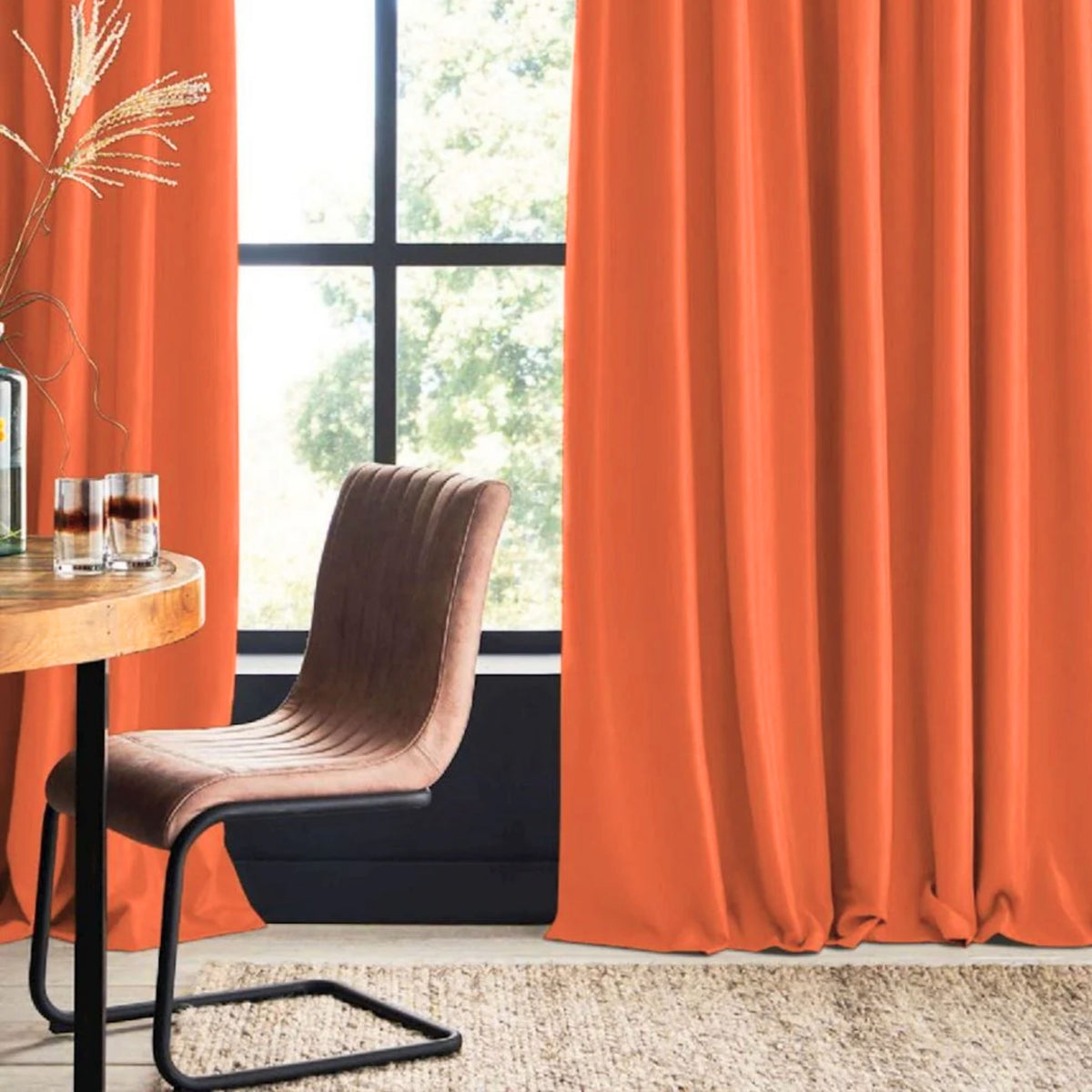 "Rideau en lin" rideau de nuit orange edda