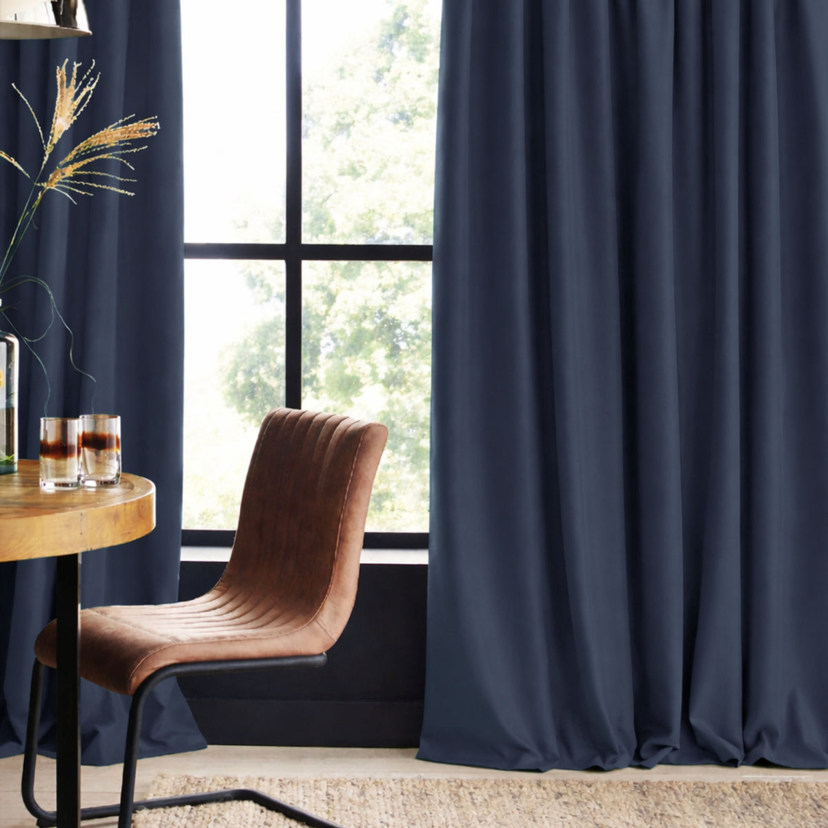 Rideau en lin EDDA - bleu foncé - [sur mesure]