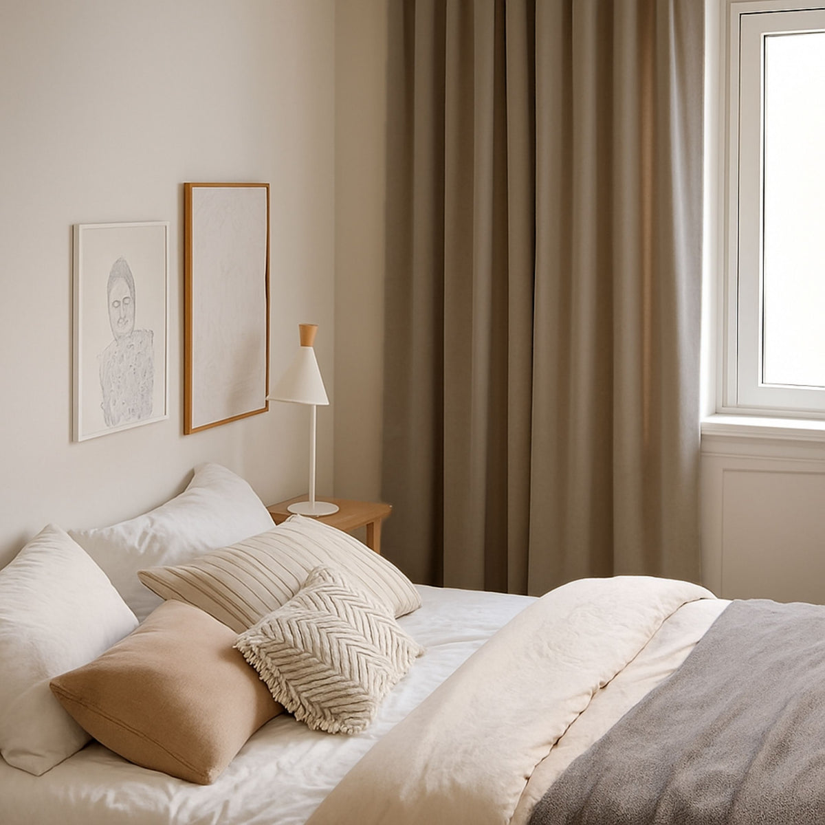 Rideau de nuit "rideau de velours" velours beige foncé