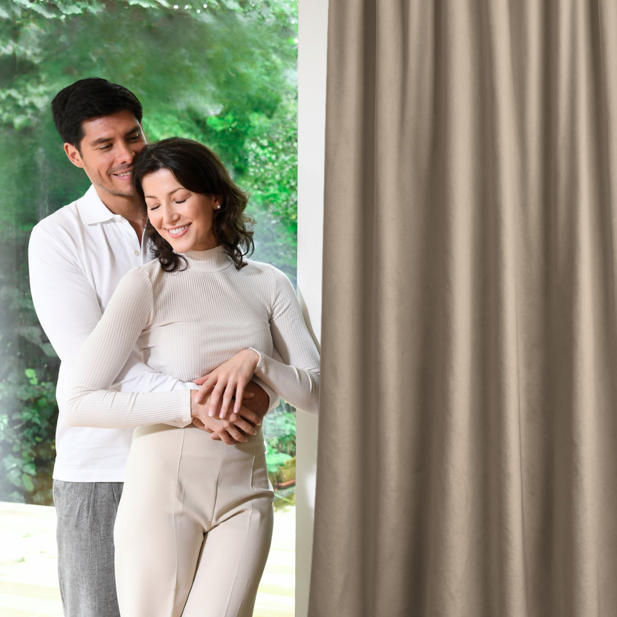 Rideau de nuit "rideau de velours" velours beige foncé