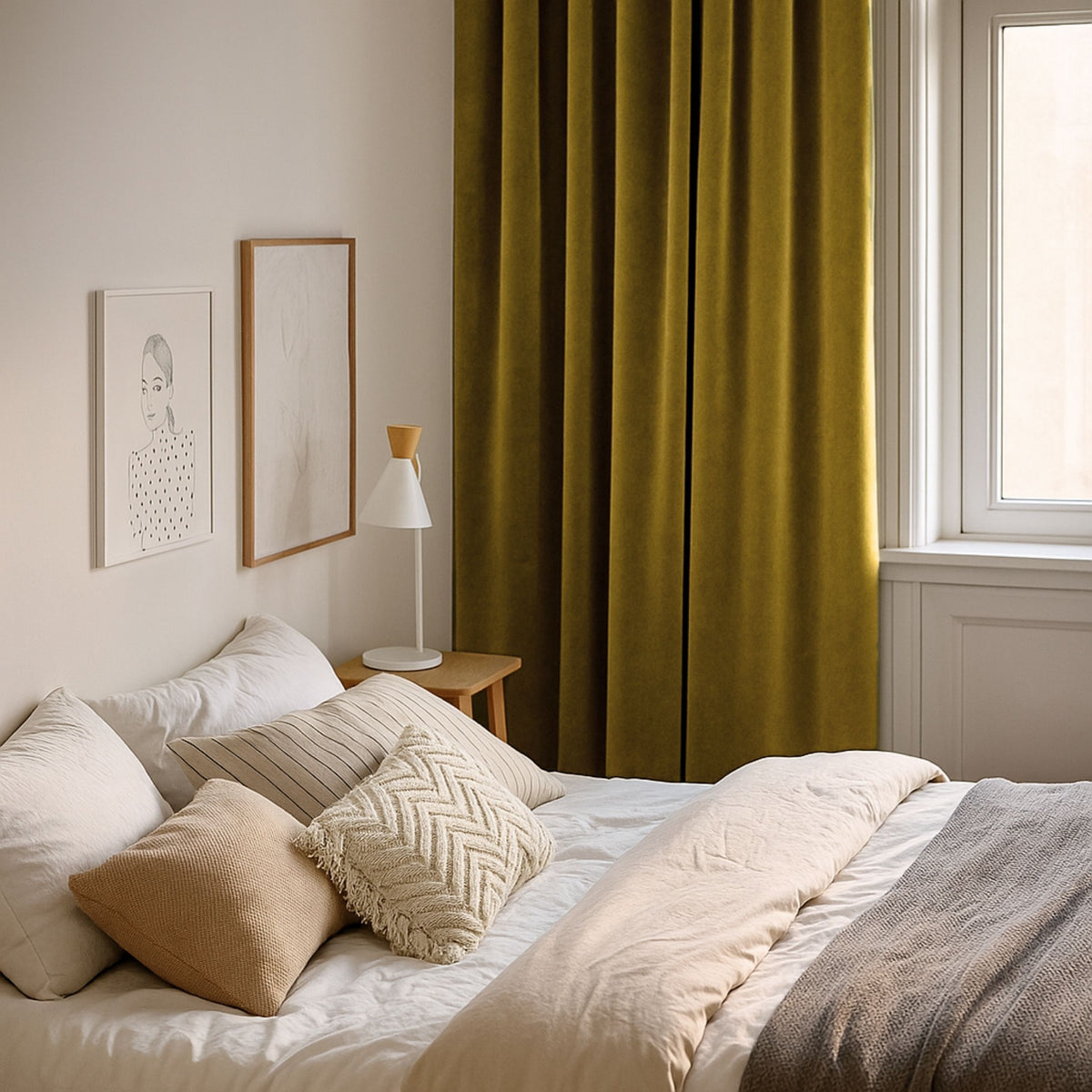 Night curtain "velvet curtain" ocher brown velvet