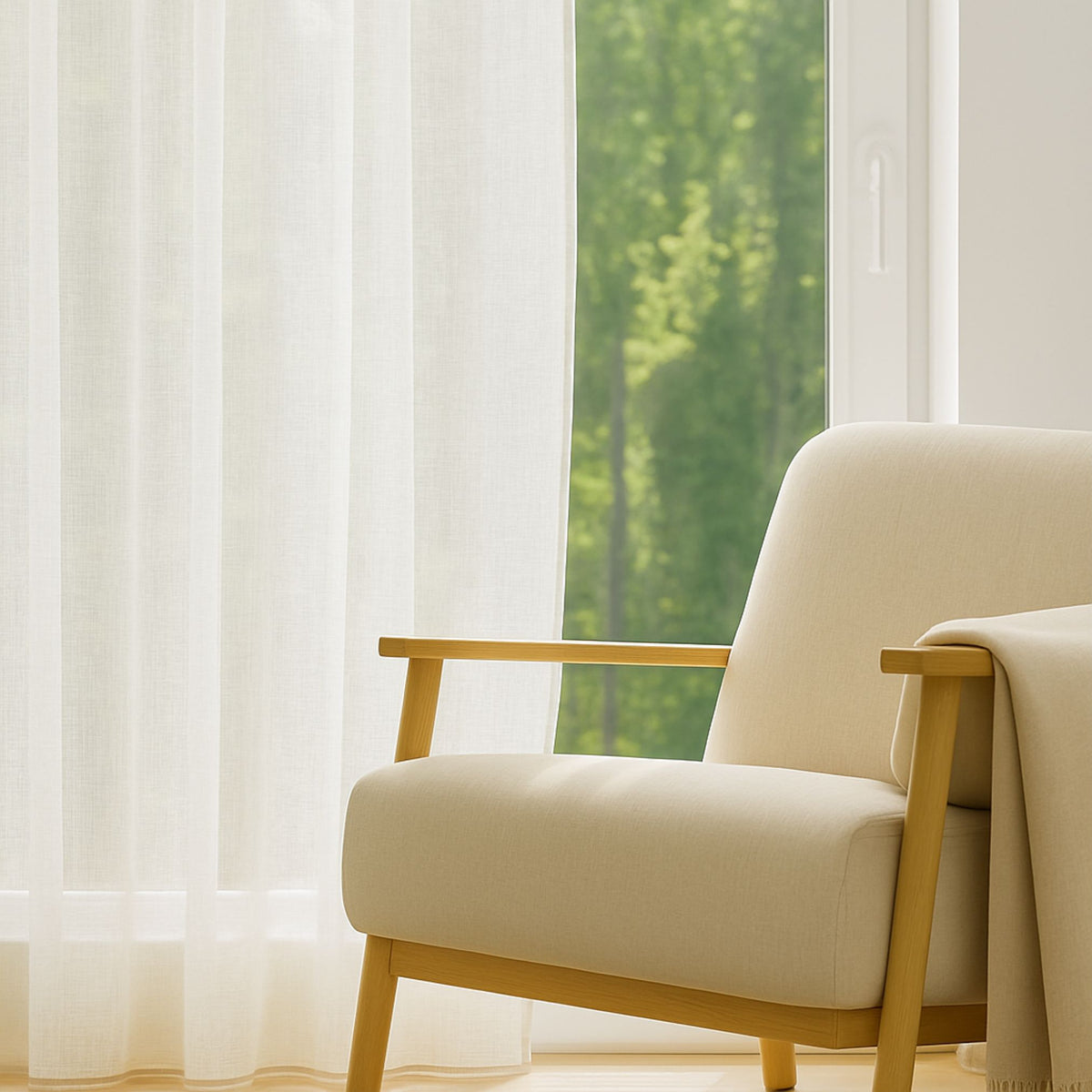 "Linen curtain" day curtain off-white Juist