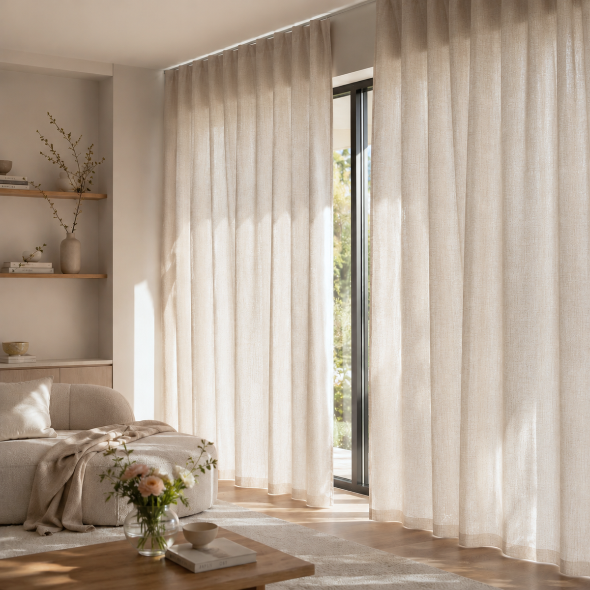 Linen curtain beige Senna