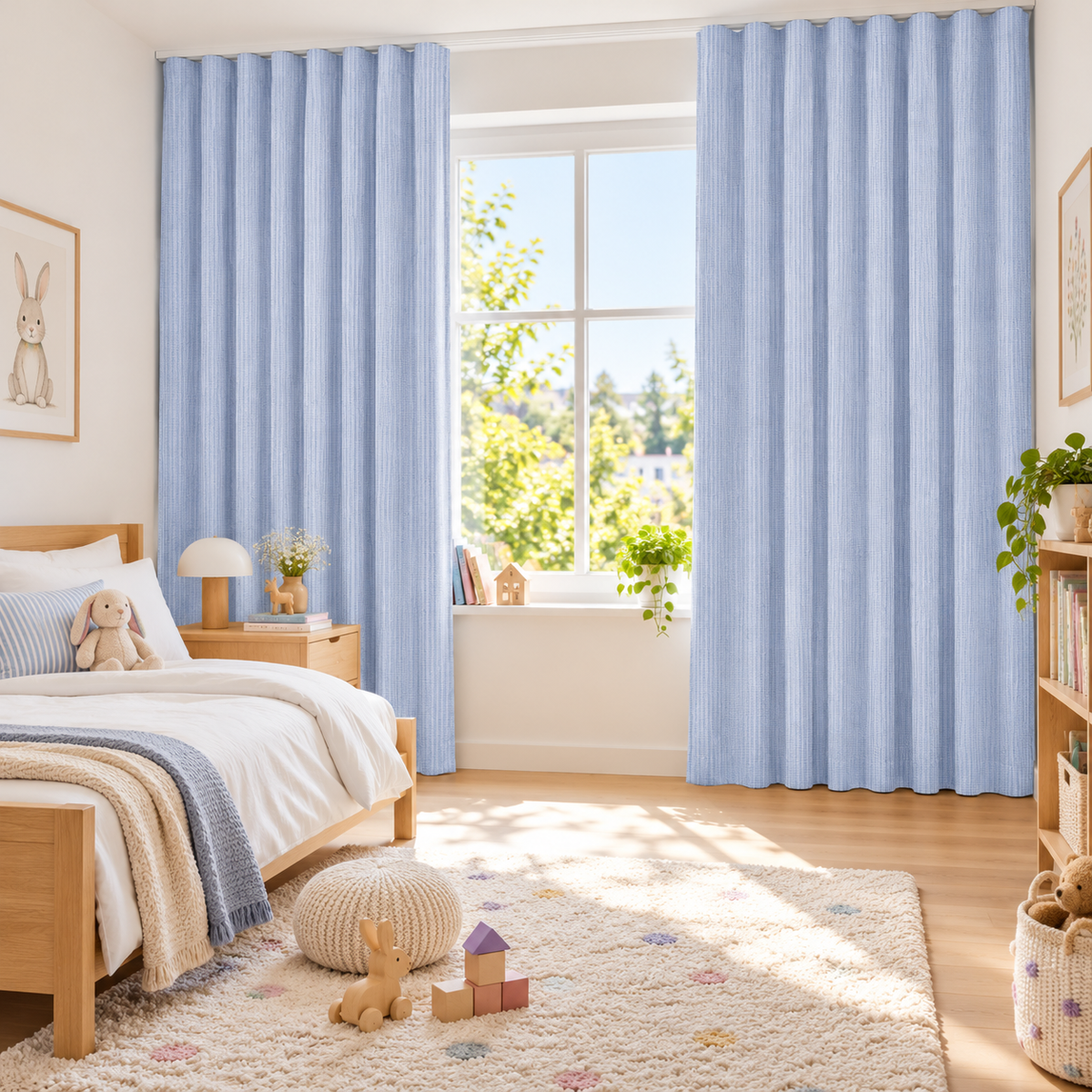 Night curtain TIGER - blue - Free fabric sample