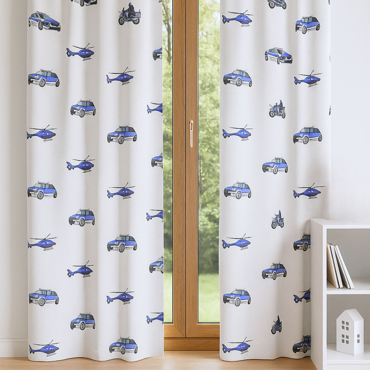 Blackout curtain blue blue police