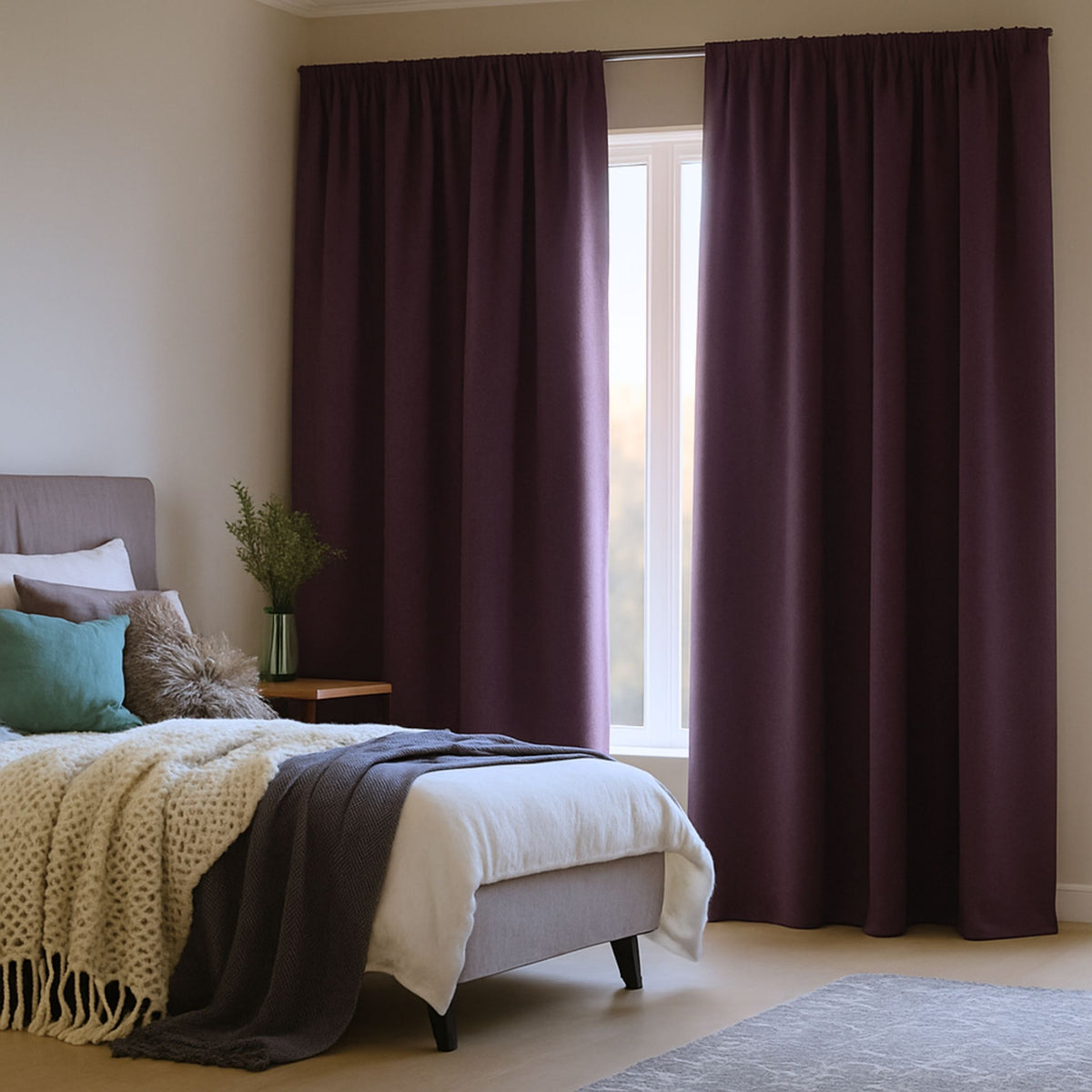 Blackout curtain "acoustic curtain" aubergine Viktoria