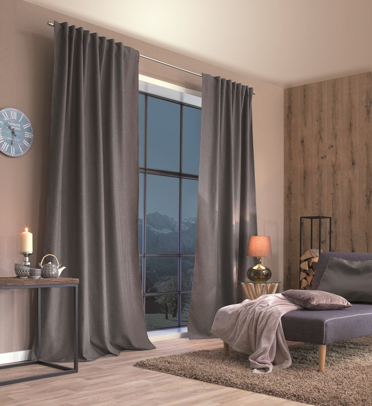 Night curtain "Thermal curtain, windbreak curtain" grey Monk