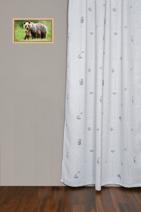 Blackout curtain "Forest Animals" grey Woodland