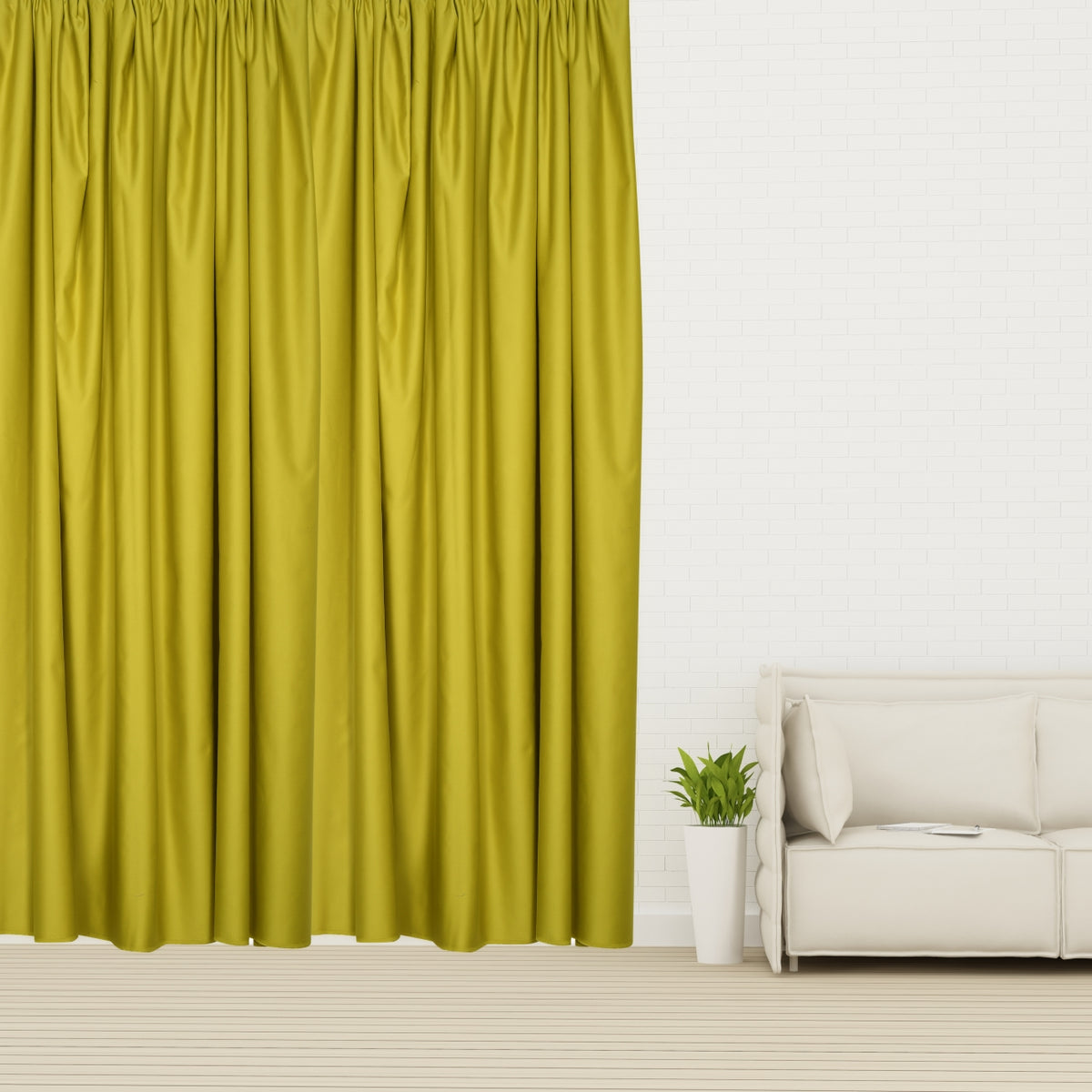 Night curtain "Acoustic curtain, room divider" yellow green soft