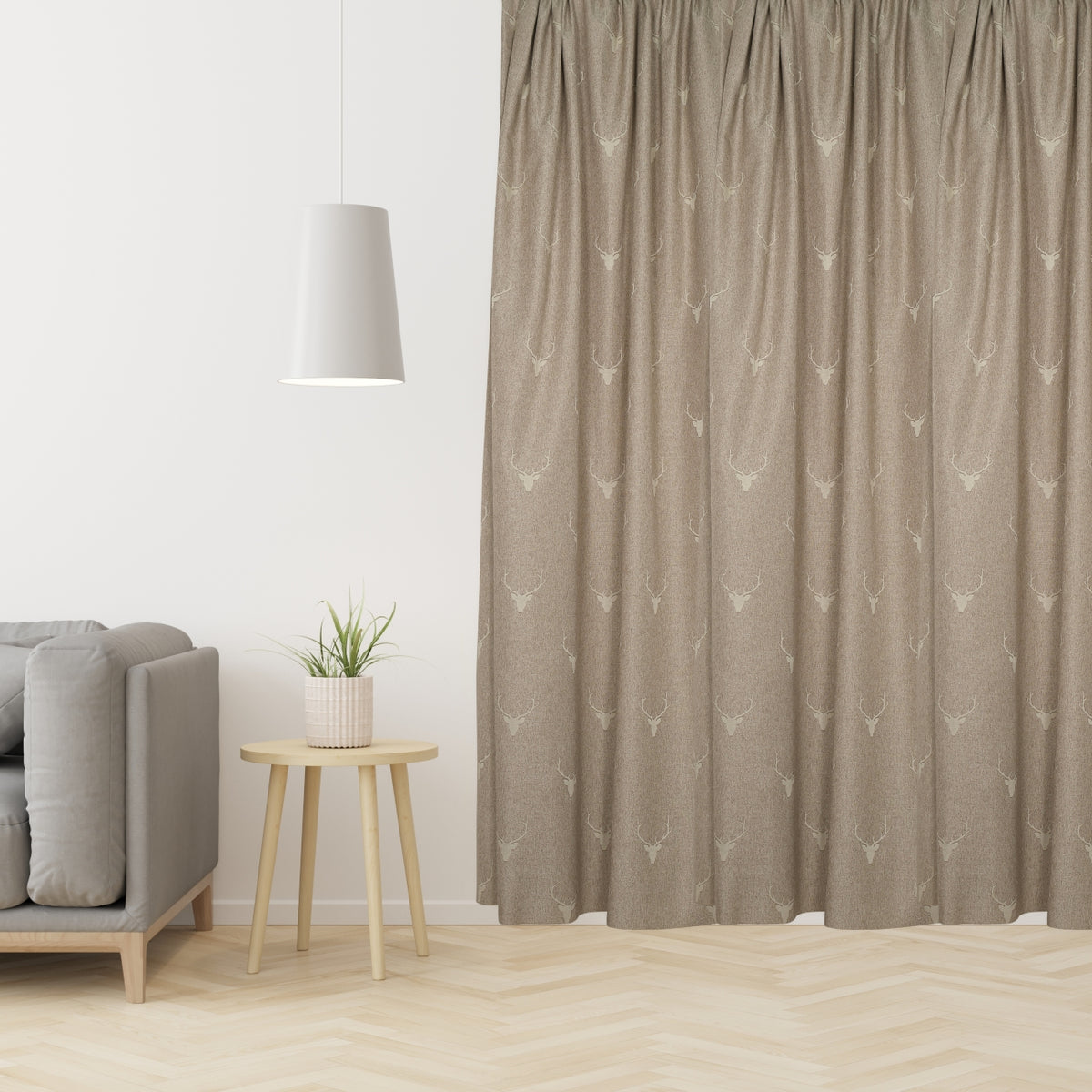 beige night curtain, deer leap