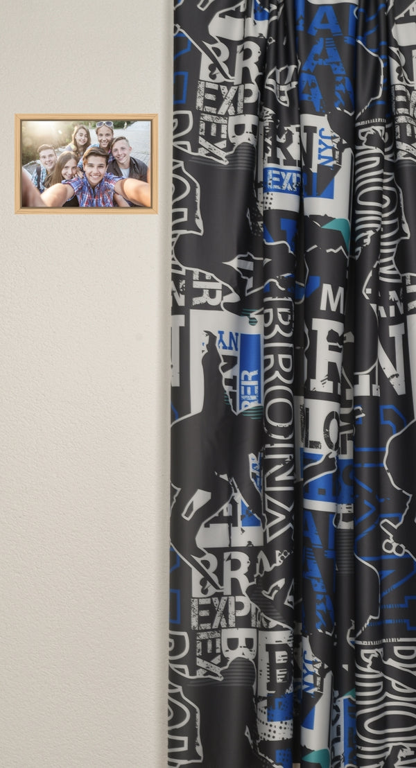 Blackout curtain blue black skateboarding