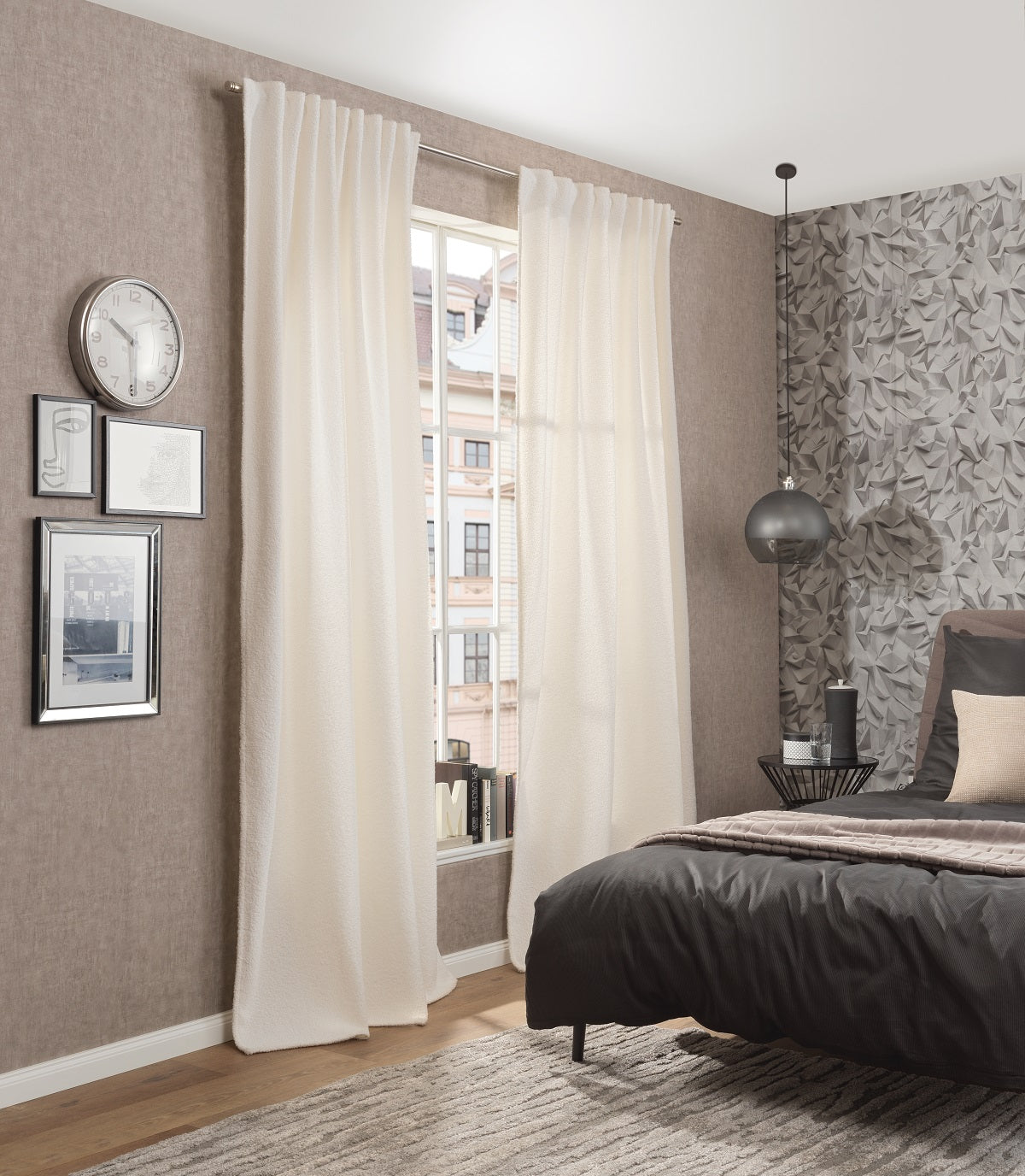 Night curtain "Thermo curtain" off-white flocked