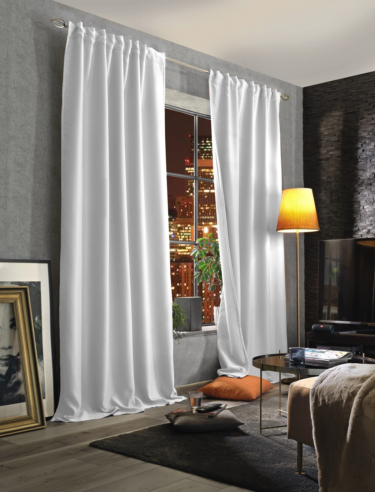 Rideau de nuit "rideau acoustique" Wollweiss Finley