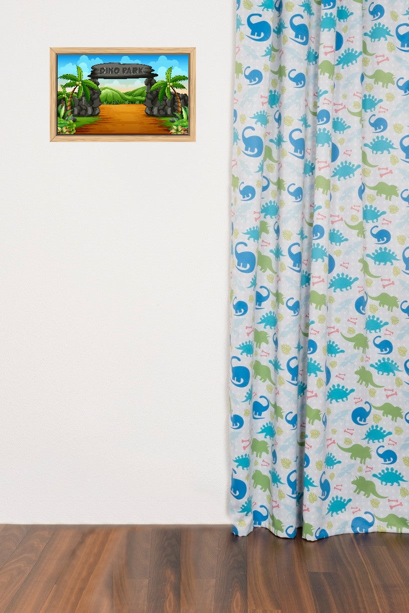 Curtain de dégoût bleu-vert dino "dinosaures"